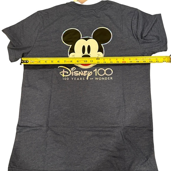 Disney 100th anniversary adult size small 2 sided graphic T-shirt BluishGrey NWT - Picture 6 of 9